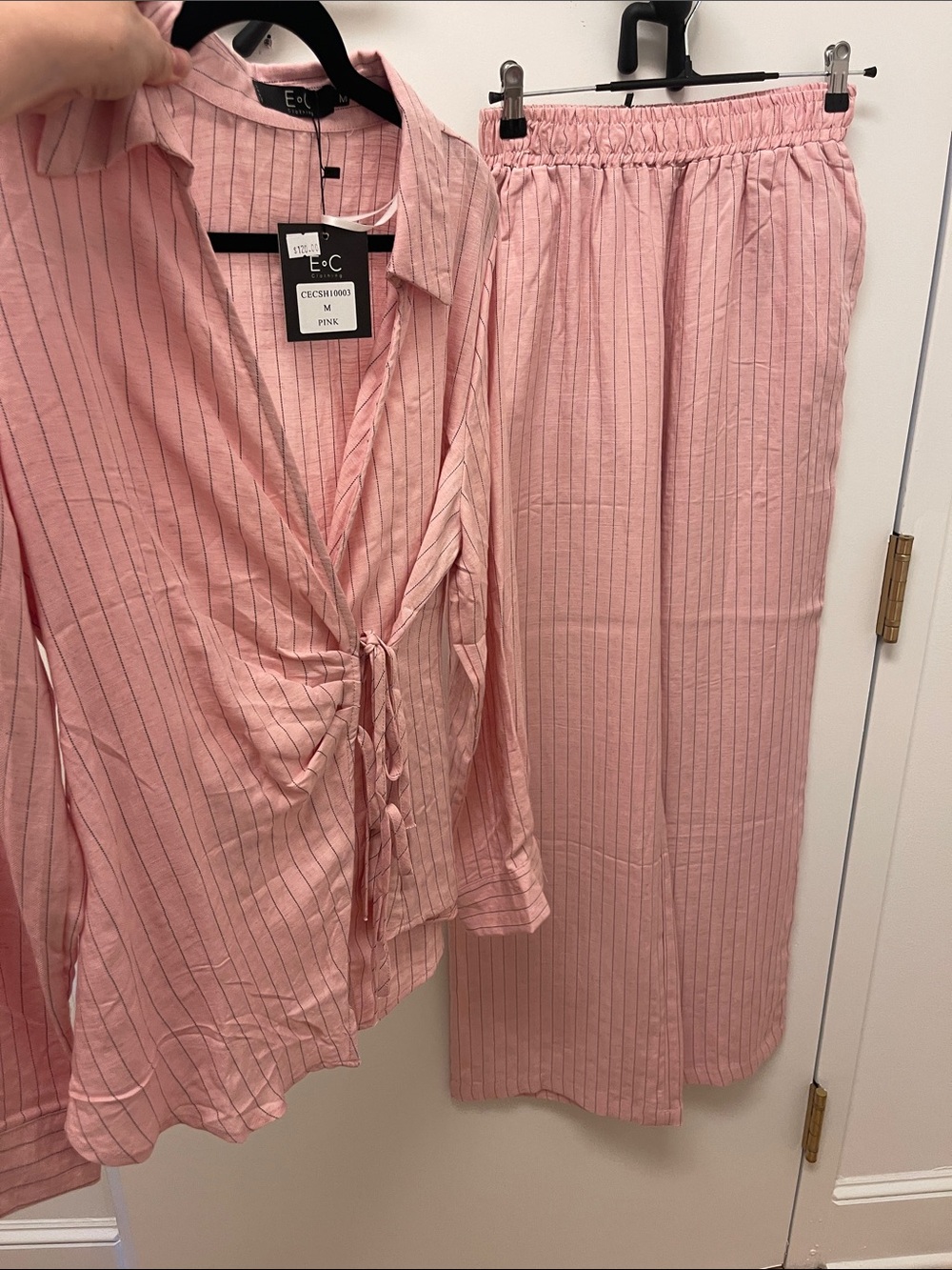 Linen 2 piece striped pants set